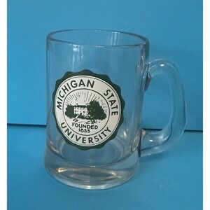 Vintage Michigan State University MSU Beer Glass Mug‎ Spartans 5" Tall RARE